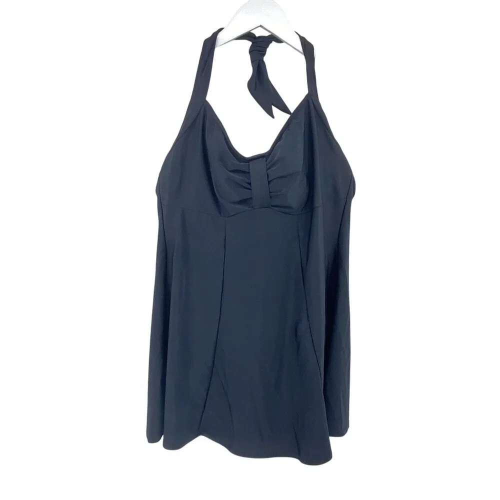 Carol Wior Black women's swim dress Size 16 USA Halter‎ neck USA Slimming